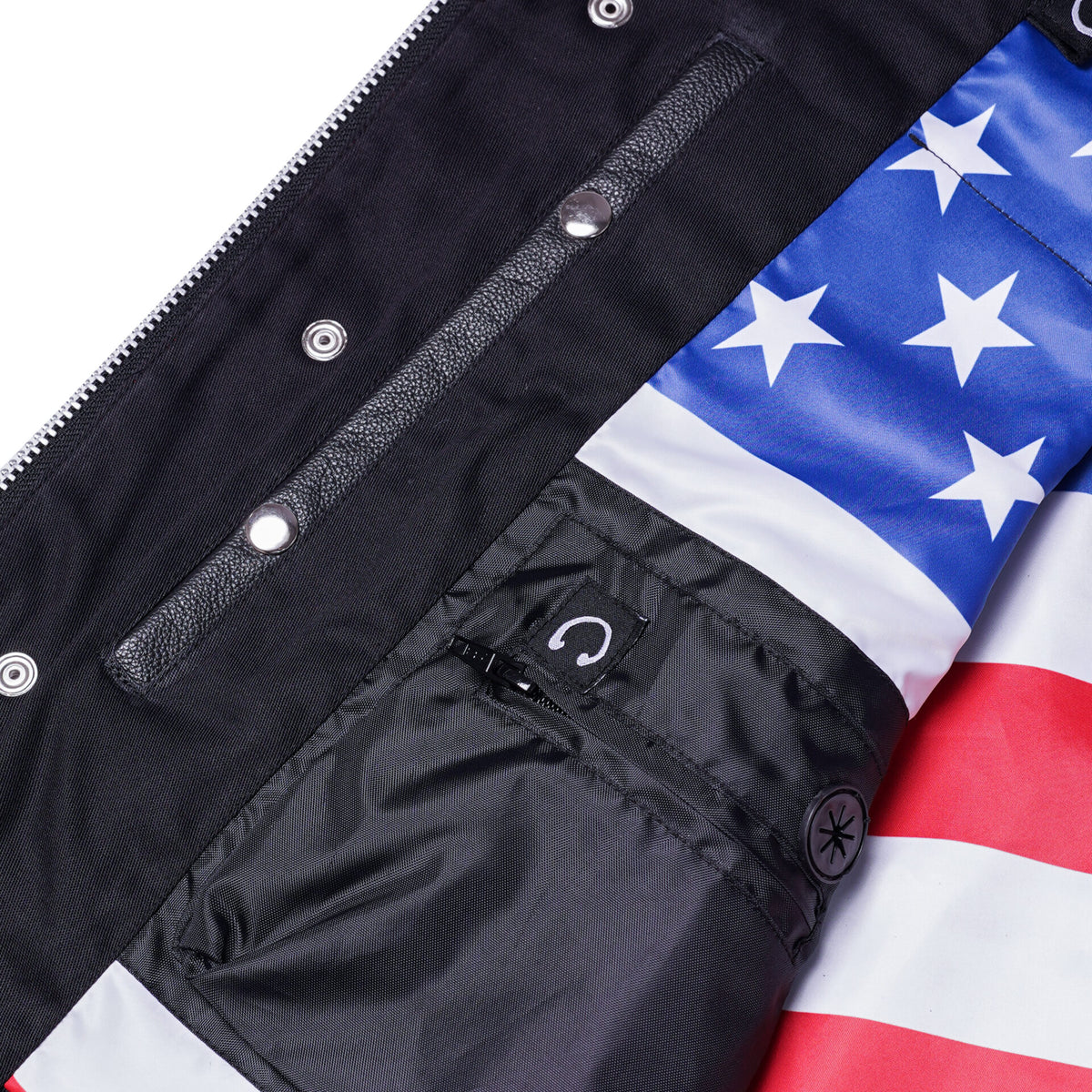 BSM1522 MEN'S LEATHER VEST WITH RED STITCHING AND USA INSIDE FLAG LININ