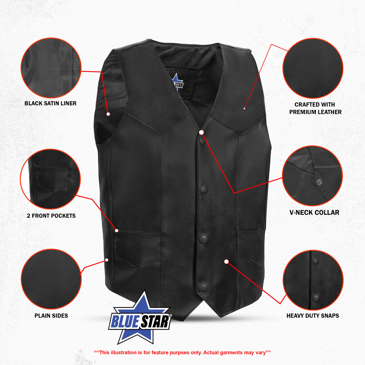 BSM2904 Kids Traditional Style Plain Side Vest