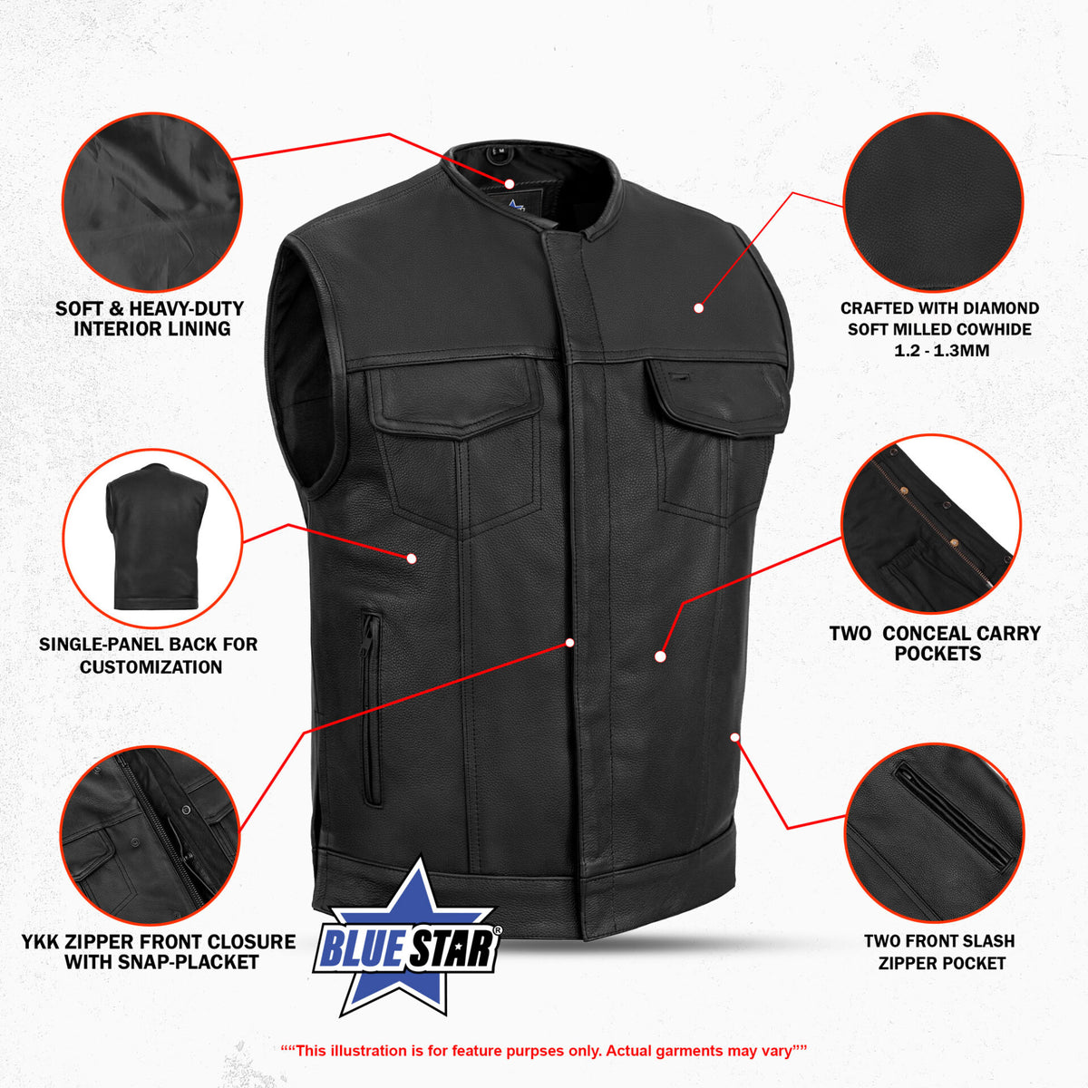 BSM1559 Upgraded Style Gun Pockets, Hidden #10" Black Metal Zipper, Sid