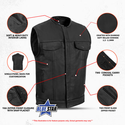BSM1559 Upgraded Style Gun Pockets, Hidden #10" Black Metal Zipper, Sid