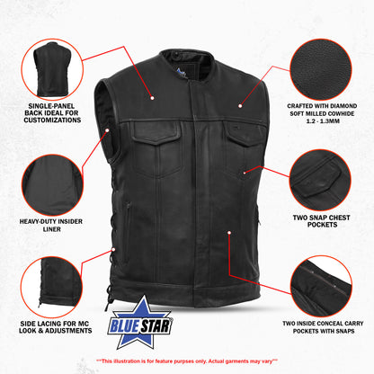 BSM1561 Upgraded Style Gun Pockets, Hidden 10" Gun Metal Zipper
