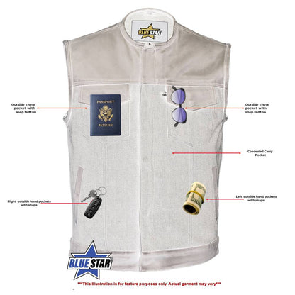 BSM4597 Concealed Snap Closure, Milled Cowhide, Without Collar & Hidde