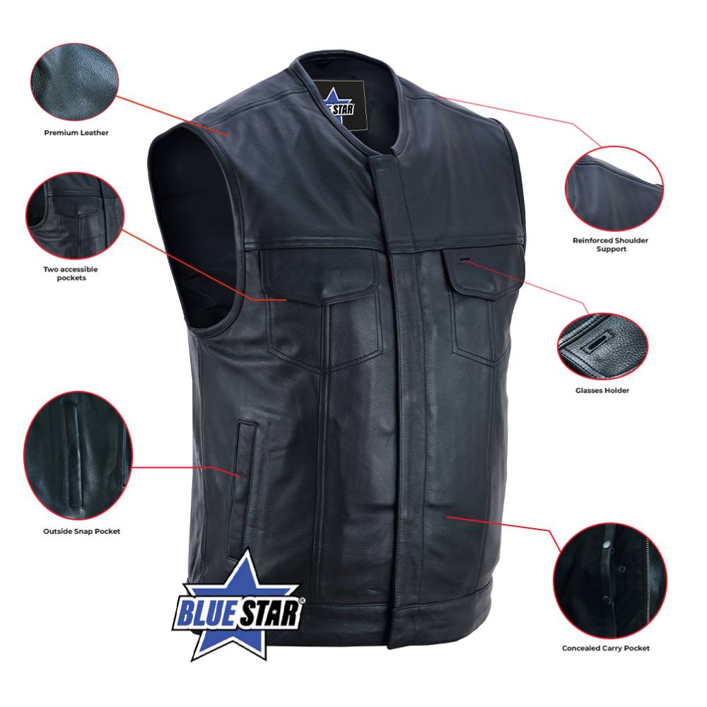 BSM4597 Concealed Snap Closure, Milled Cowhide, Without Collar & Hidde