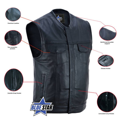 BSM4597 Concealed Snap Closure, Milled Cowhide, Without Collar & Hidde