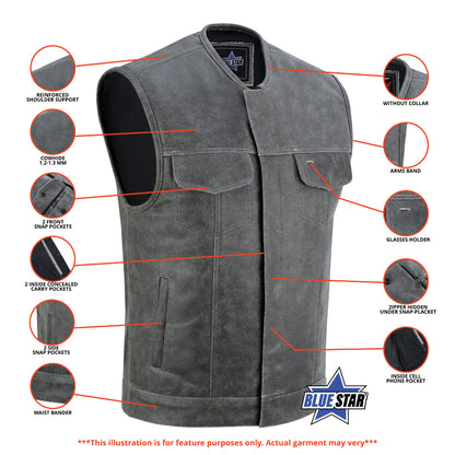 BSM1547 Concealed Snaps, Premium Naked Cowhide, Hidden Zipper, w/o Col