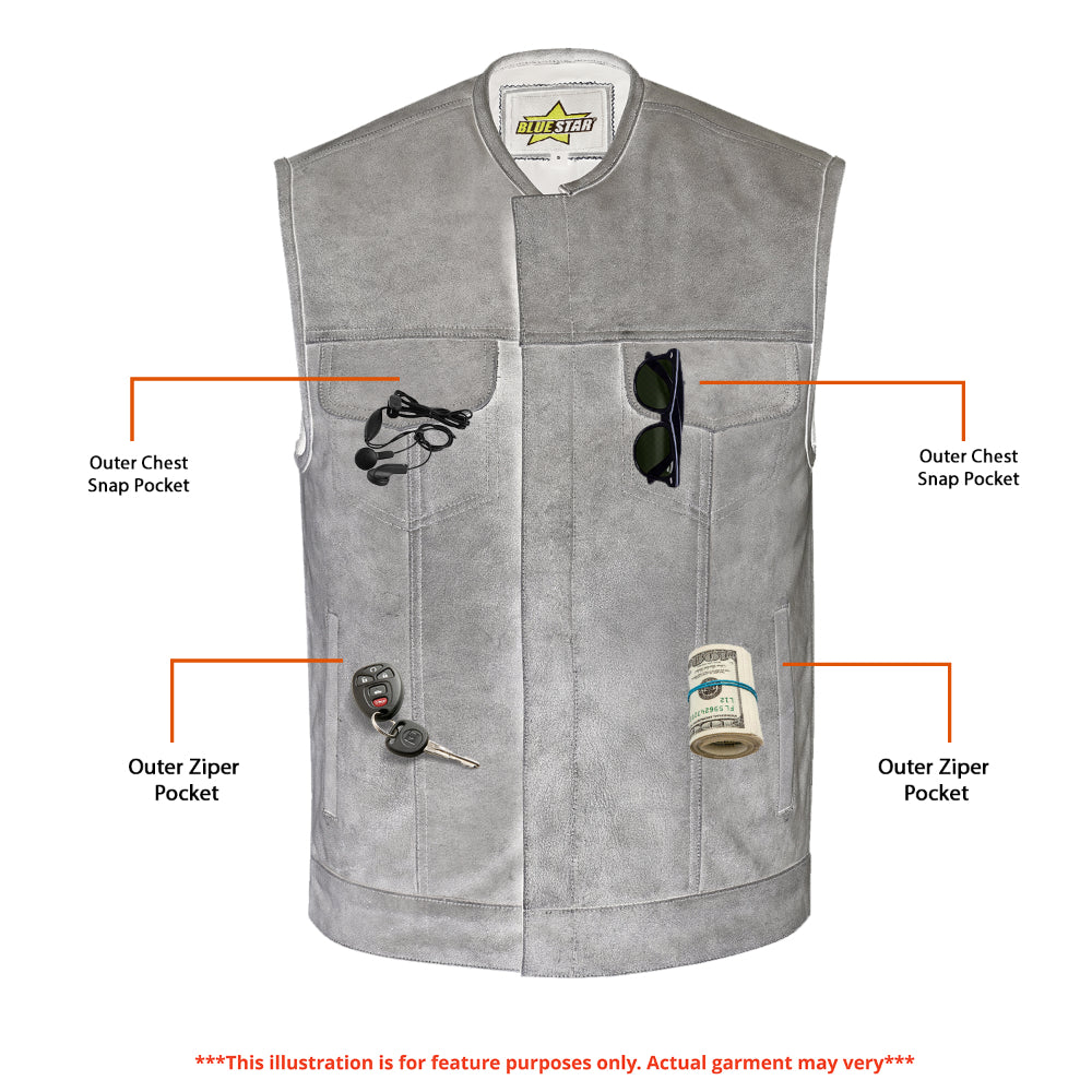 BSM1547 Concealed Snaps, Premium Naked Cowhide, Hidden Zipper, w/o Col