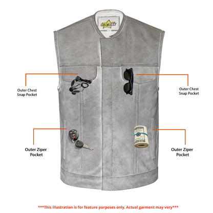 BSM1547 Concealed Snaps, Premium Naked Cowhide, Hidden Zipper, w/o Col