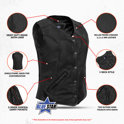 BSM2522 Women's Stylish Longer Body &frac34; Vest - Plain Sides