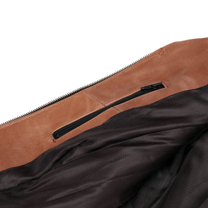 BSM2528 Women's Brown Zippered Vest with Lacing Details