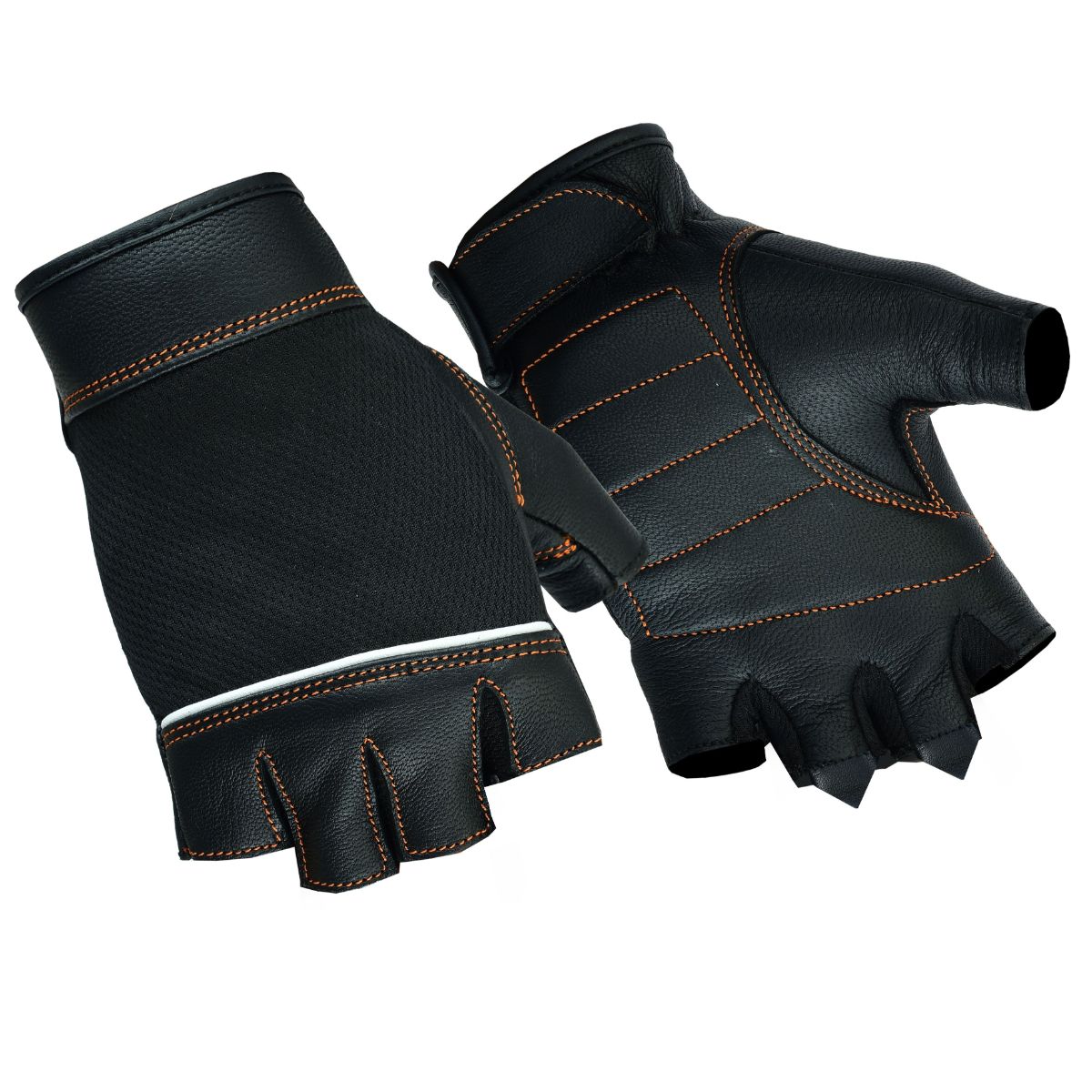 BSM3508 Women's Fingerless Glove with Orange Stitching Details