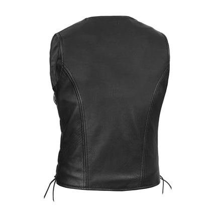 BSM2506 Women's Stylish Open Neck Side Lace Zipper Front Vest