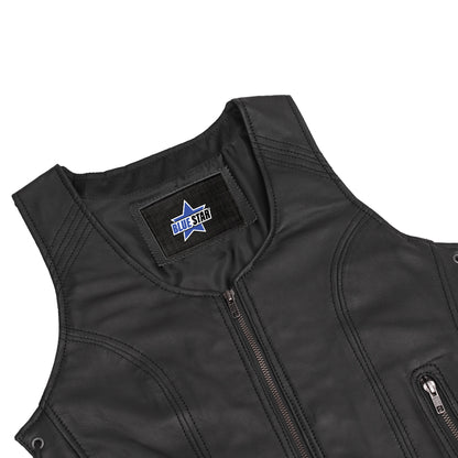 BSM2506 Women's Stylish Open Neck Side Lace Zipper Front Vest