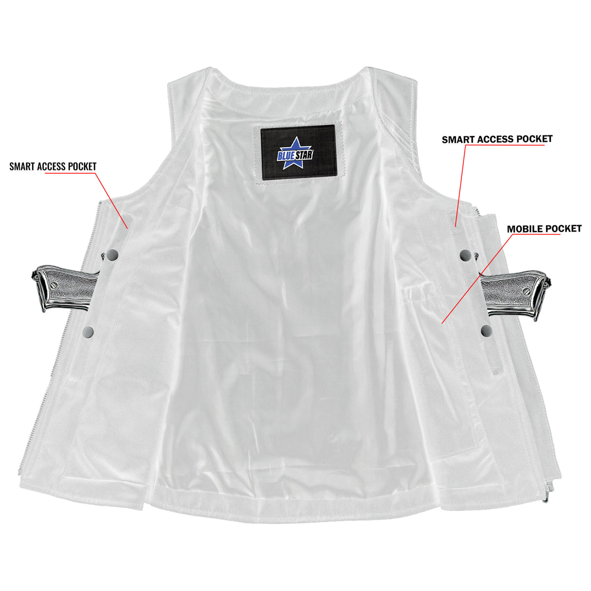 BSM2506 Women's Stylish Open Neck Side Lace Zipper Front Vest