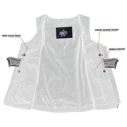 BSM2506 Women's Stylish Open Neck Side Lace Zipper Front Vest