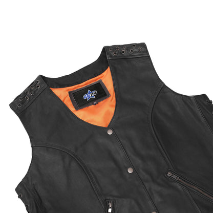 BSM2517 Women's Vest with Grommet and Lacing Accents
