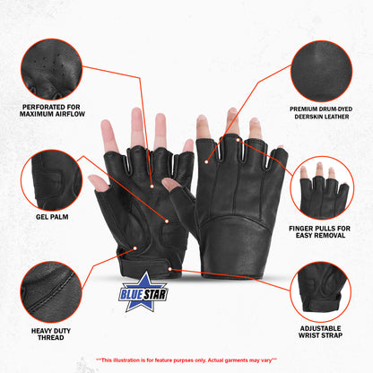 BSM3327 Women's Tough Deer Skin Fingerless Glove