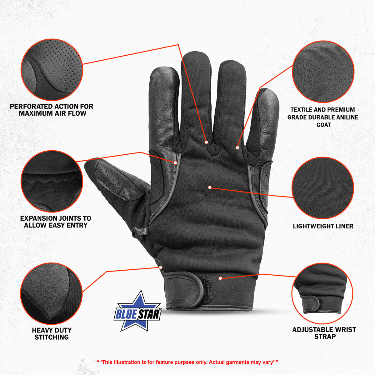 BSM3305 Leather/ Textile Lightweight Glove