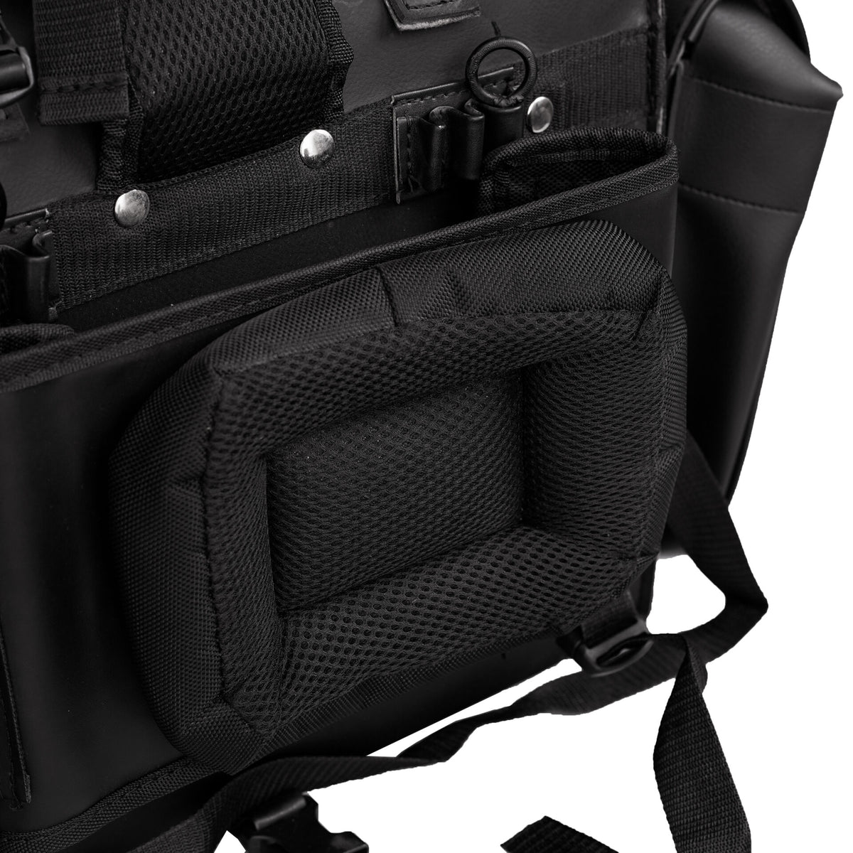 BSM4719 Leather Black PVC Large Four Piece Motorcycle Touring Tail Bag with Studs