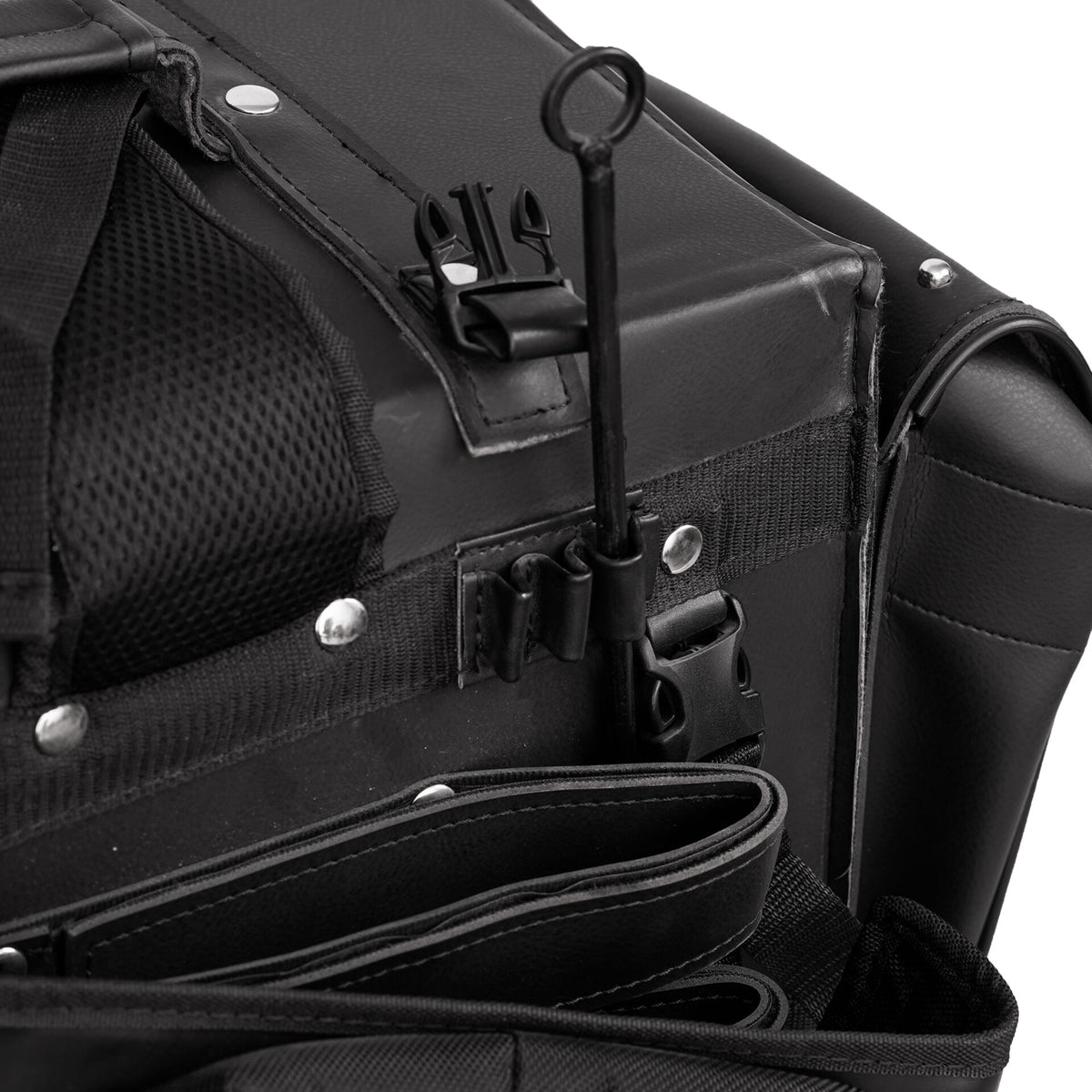 BSM4719 Leather Black PVC Large Four Piece Motorcycle Touring Tail Bag with Studs