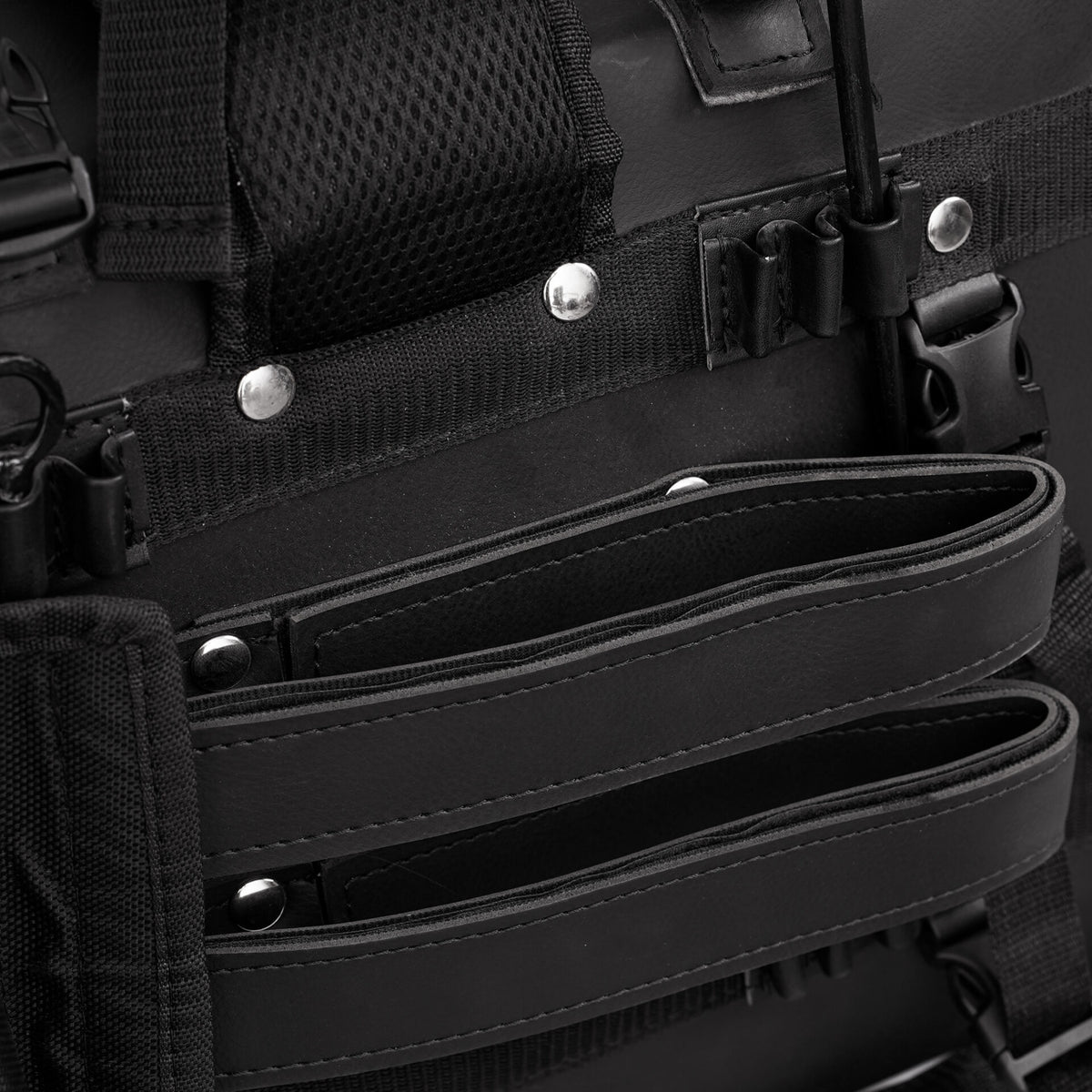 BSM4719 Leather Black PVC Large Four Piece Motorcycle Touring Tail Bag with Studs