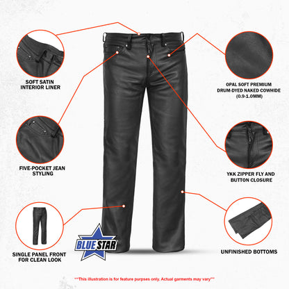 BSM5052 Onedrive Men's Black leather motorcycle pants