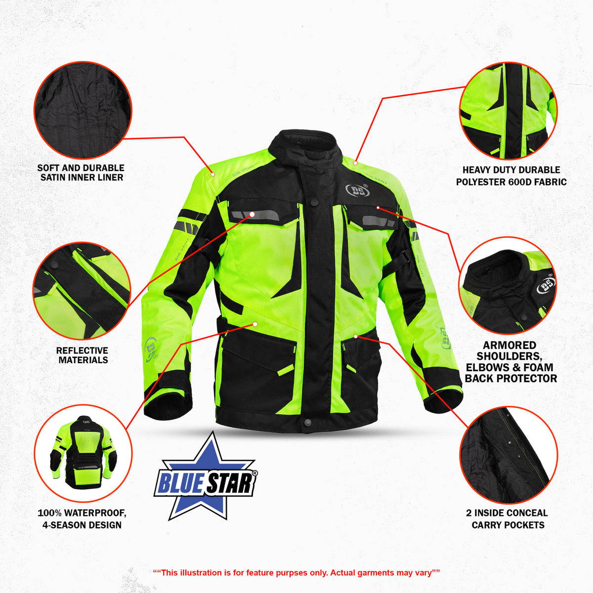 BSM1166 Advance Touring Textile Motorcycle Jacket for Men – Hi-Vis