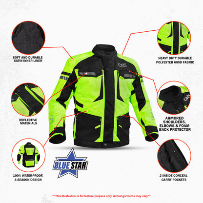 BSM1166 Advance Touring Textile Motorcycle Jacket for Men – Hi-Vis