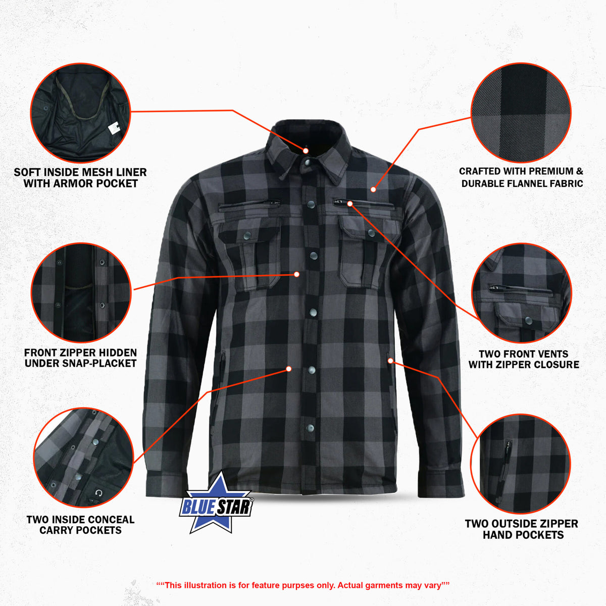 BSM1150 ARMORED FLANNEL SHIRT - GRAY