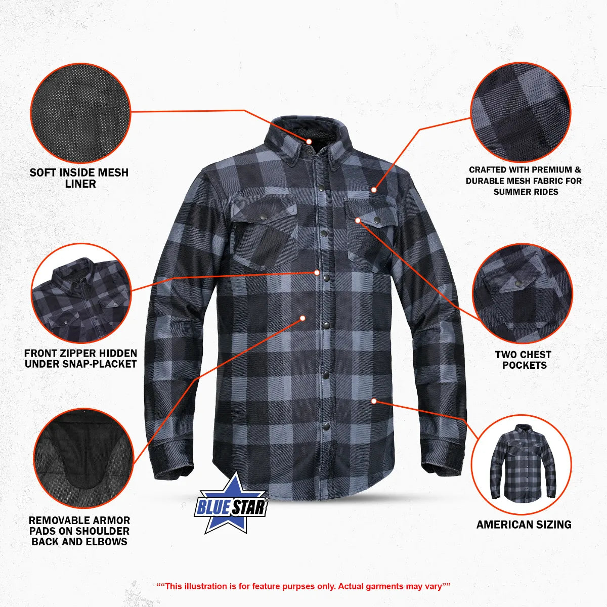 Jalisco Men’s Mesh Flannel Riding Shirt