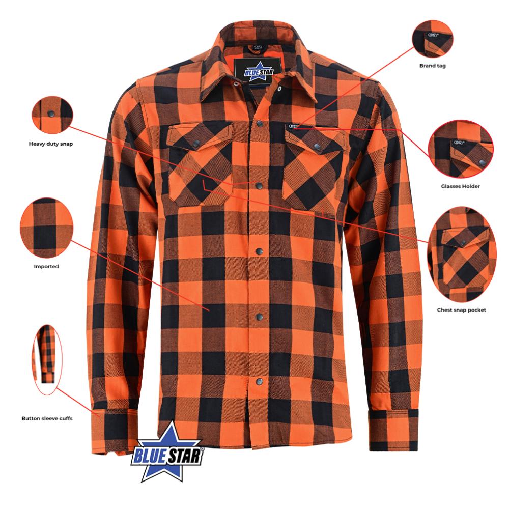BSM4593 Flannel Shirt - Orange and Black