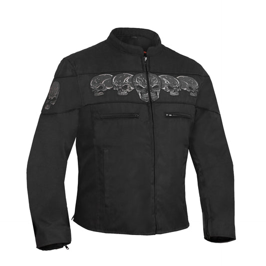 BSM1103 Men's Textile Scooter Style Jacket w/ Reflective Skulls
