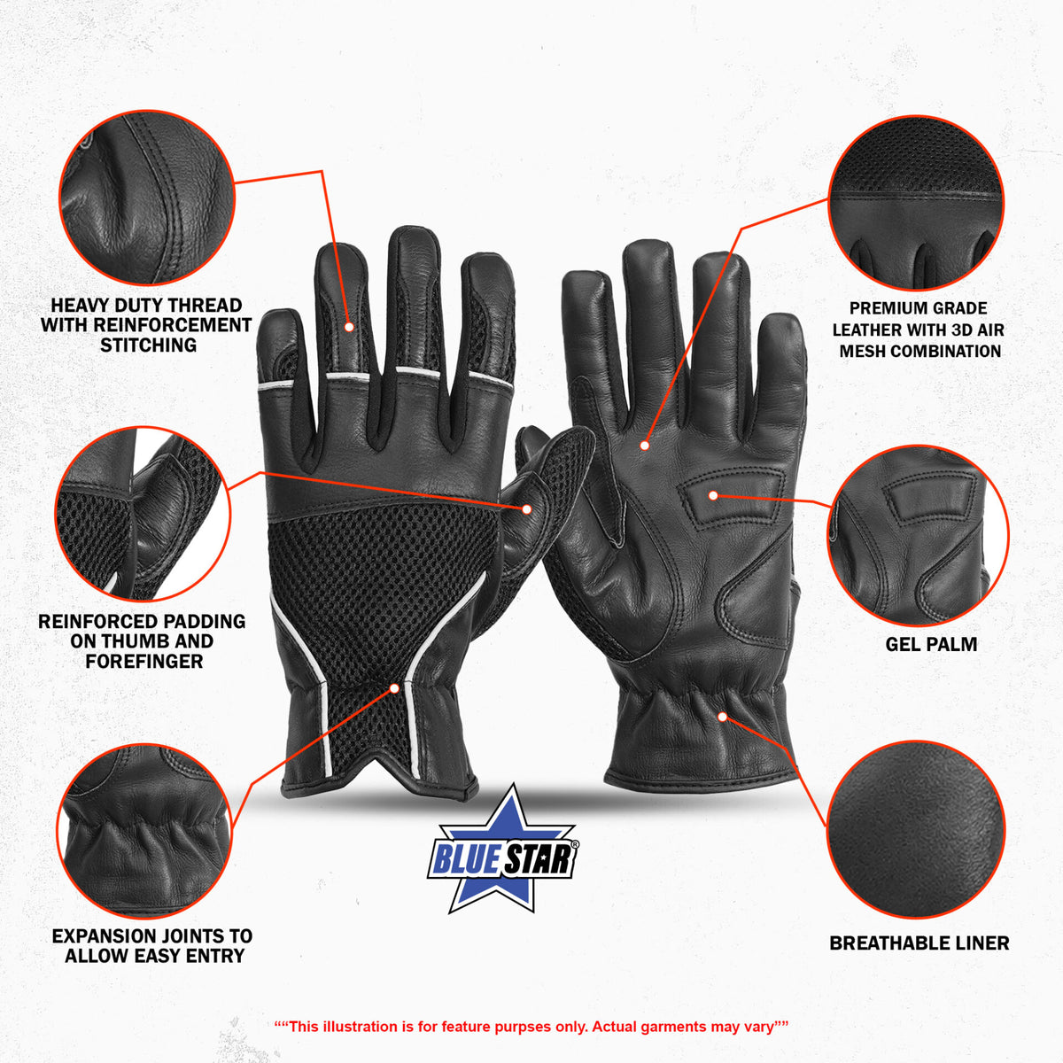 BSM3324 Leather / Mesh Summer Glove
