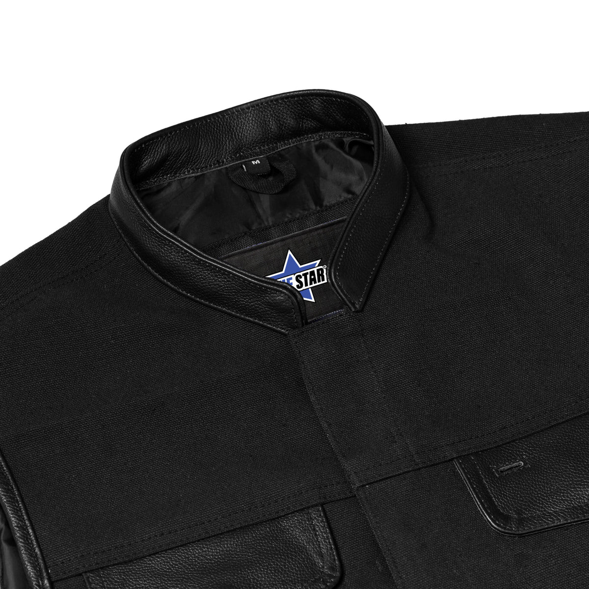 BSM1514 Canvas Material Single Back Panel Concealment Vest W/Leather Trimming