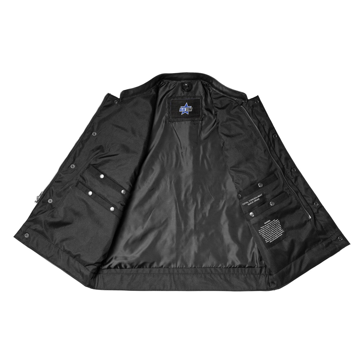 BSM1514 Canvas Material Single Back Panel Concealment Vest W/Leather Trimming