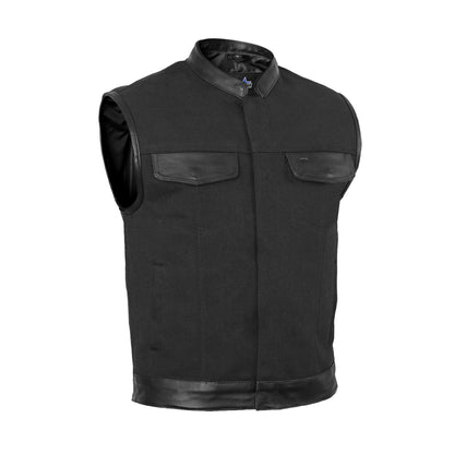 BSM1514 Canvas Material Single Back Panel Concealment Vest W/Leather Trimming