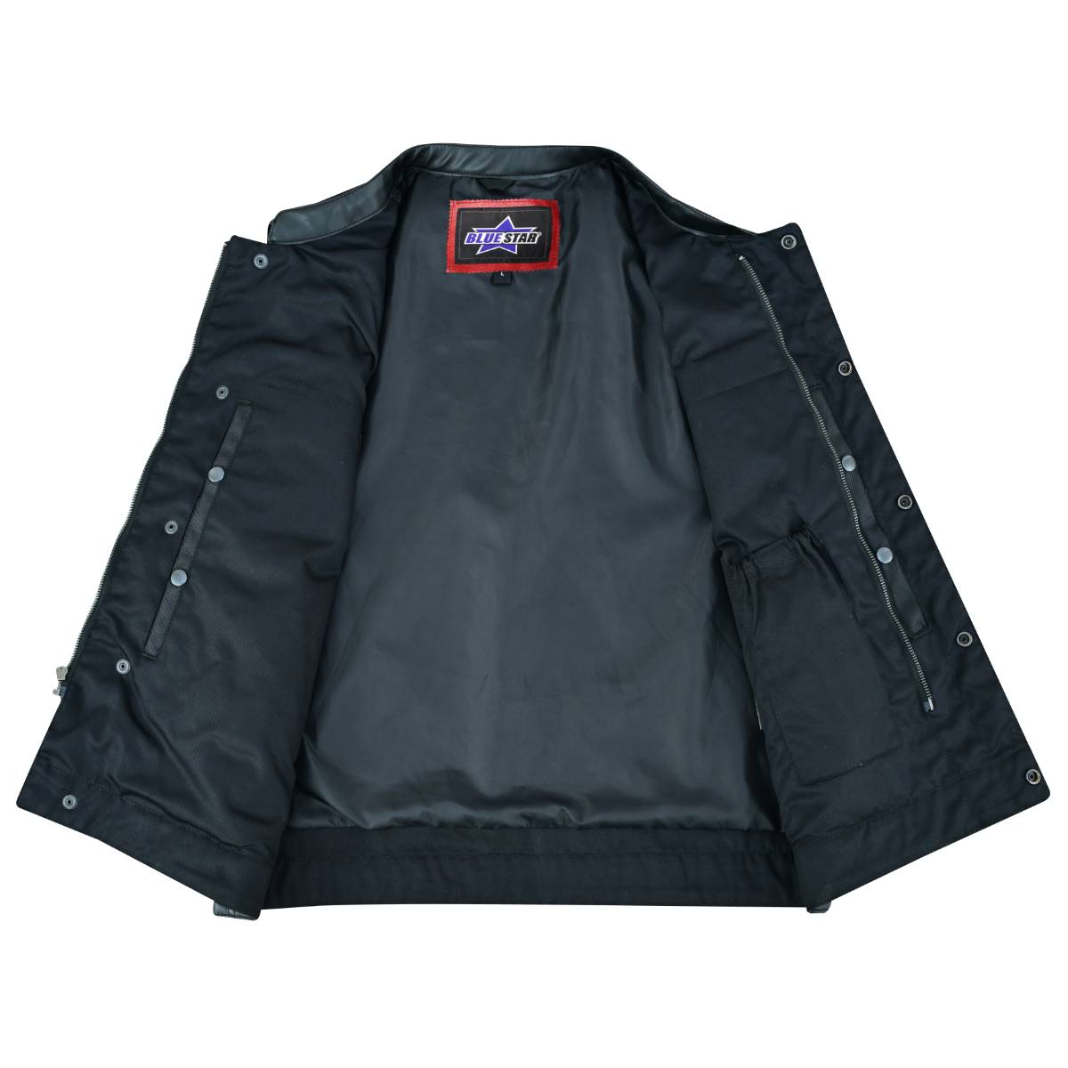 BSM1540 Concealed Snap Closure, Textile Material, Scoop Collar & Hidden