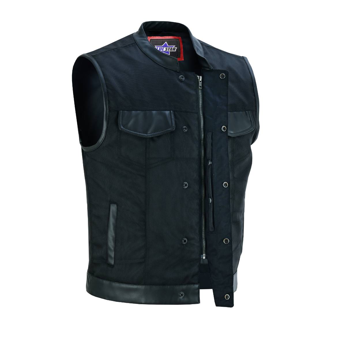 BSM1540 Concealed Snap Closure, Textile Material, Scoop Collar & Hidden
