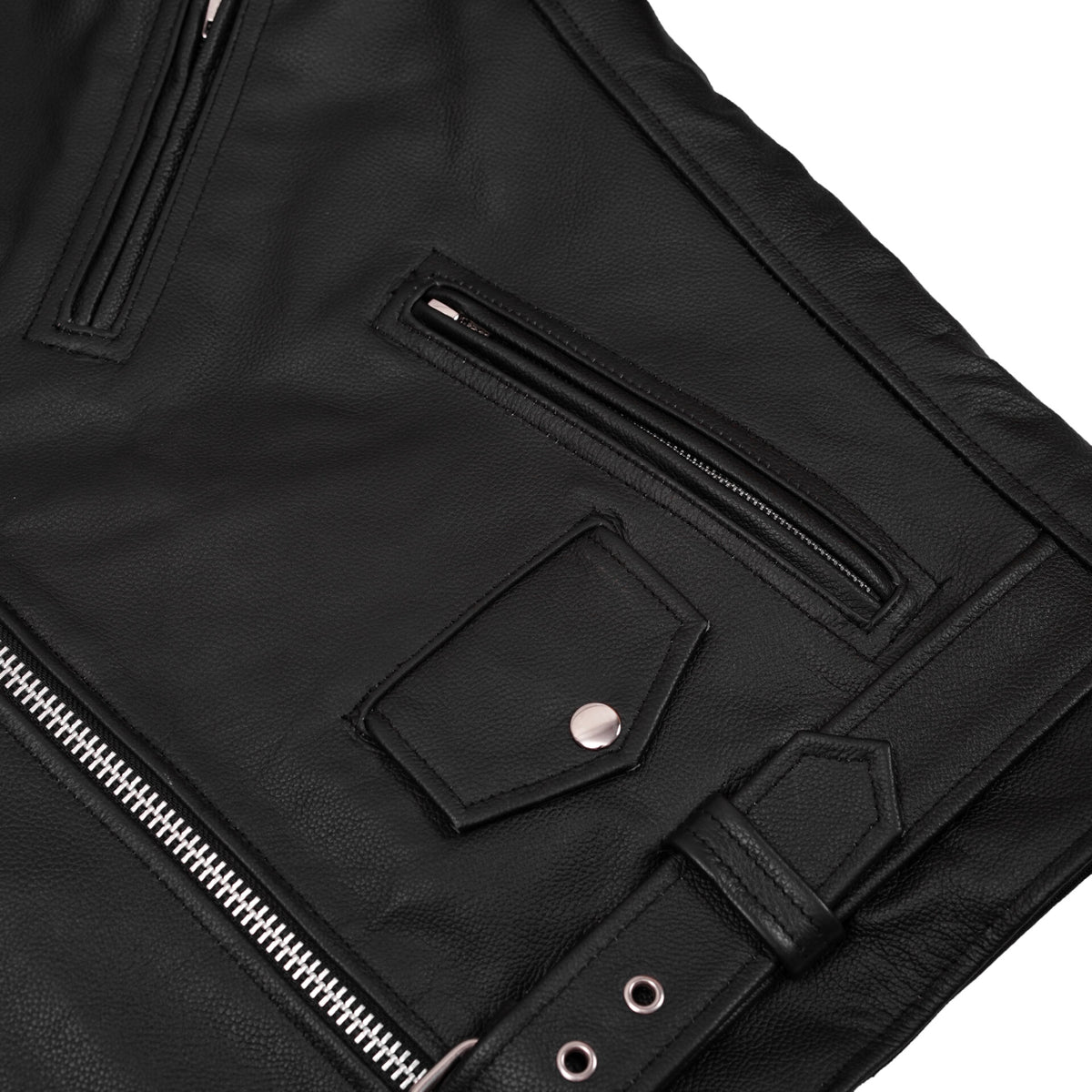 BSM1110 Men's Classic Plain Side Police Style M/C Jacket - TALL