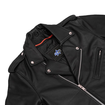 BSM1110 Men's Classic Plain Side Police Style M/C Jacket - TALL