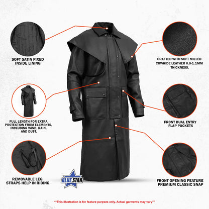 BSM00727 Notch Men’s Long Motorcycle Coat