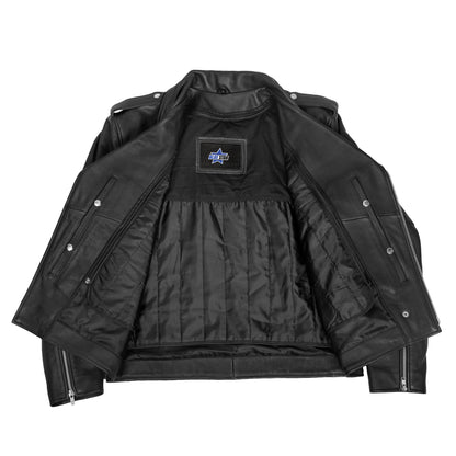 BSM1114 Men's Classic Plain Side Police Style M/C Jacket