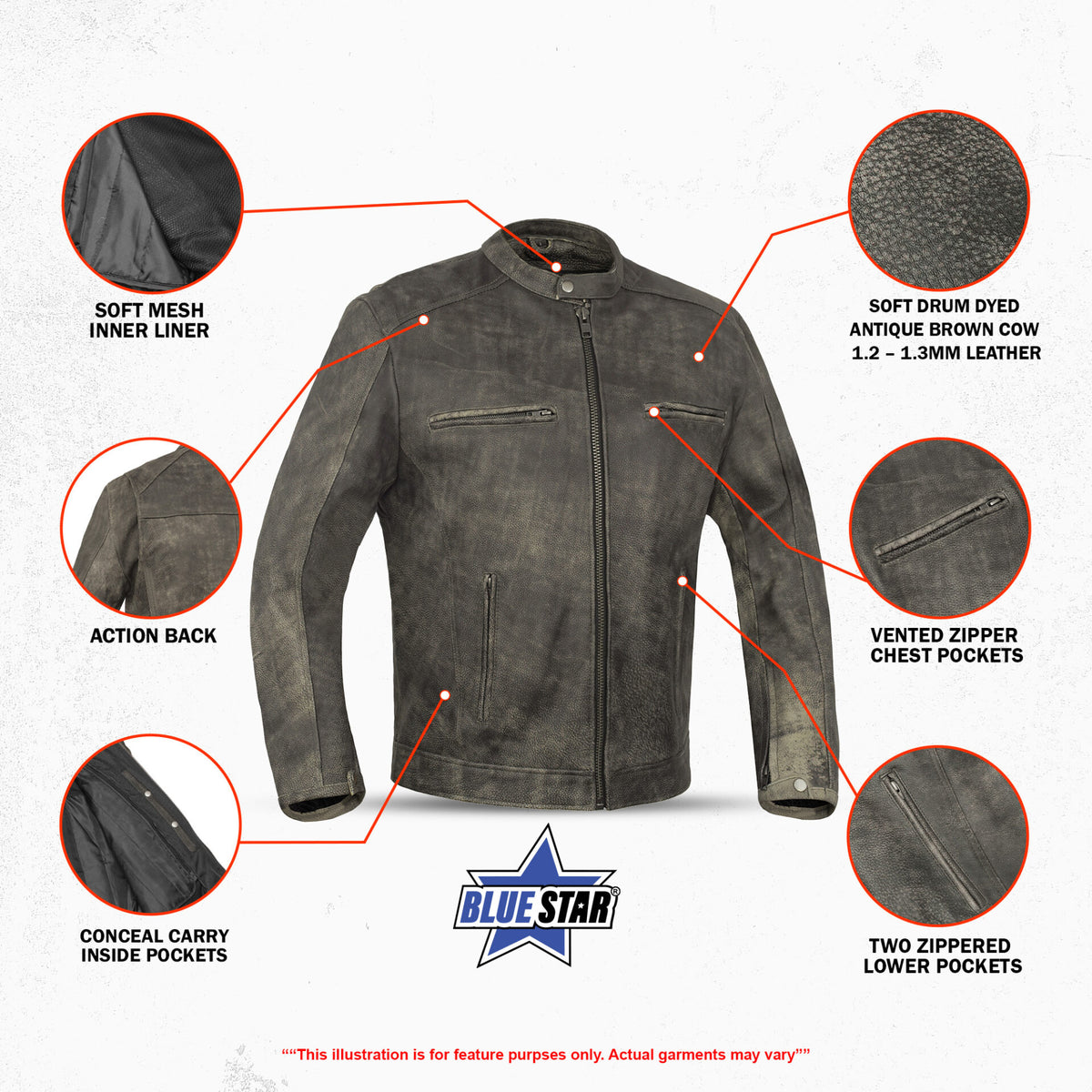 BSM1126 Men's Antique Brown Cruiser Jacket