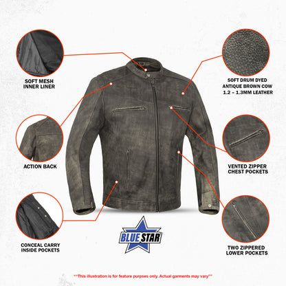 BSM1126 Men's Antique Brown Cruiser Jacket
