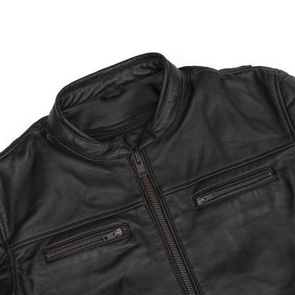 BSM1133 Men's Lightweight Drum Dyed Naked Lambskin Crossover Scooter Jacket