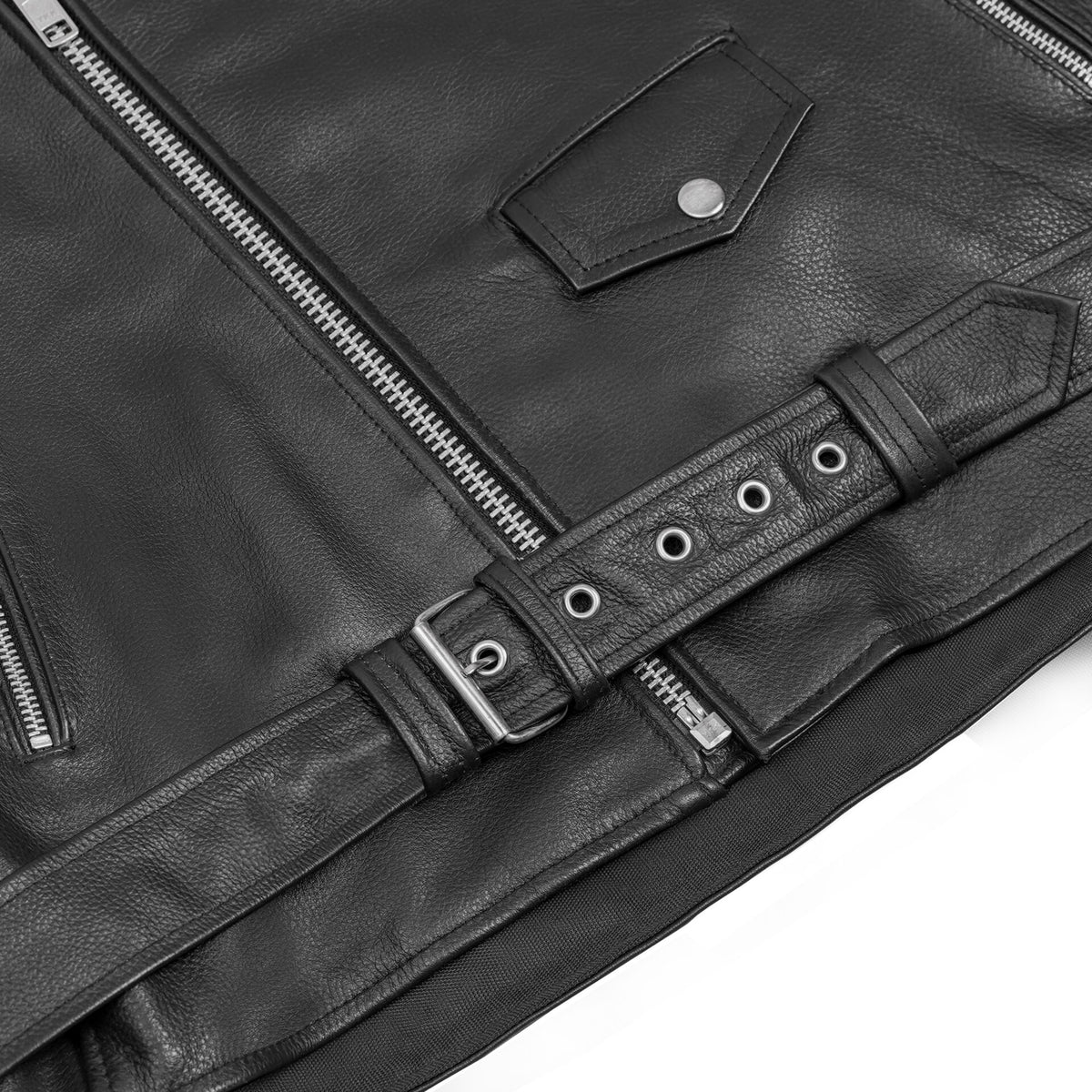 BSM1146 Men's Eagle Embossed Live To Ride - Ride To Live Classic Black Leather Mot