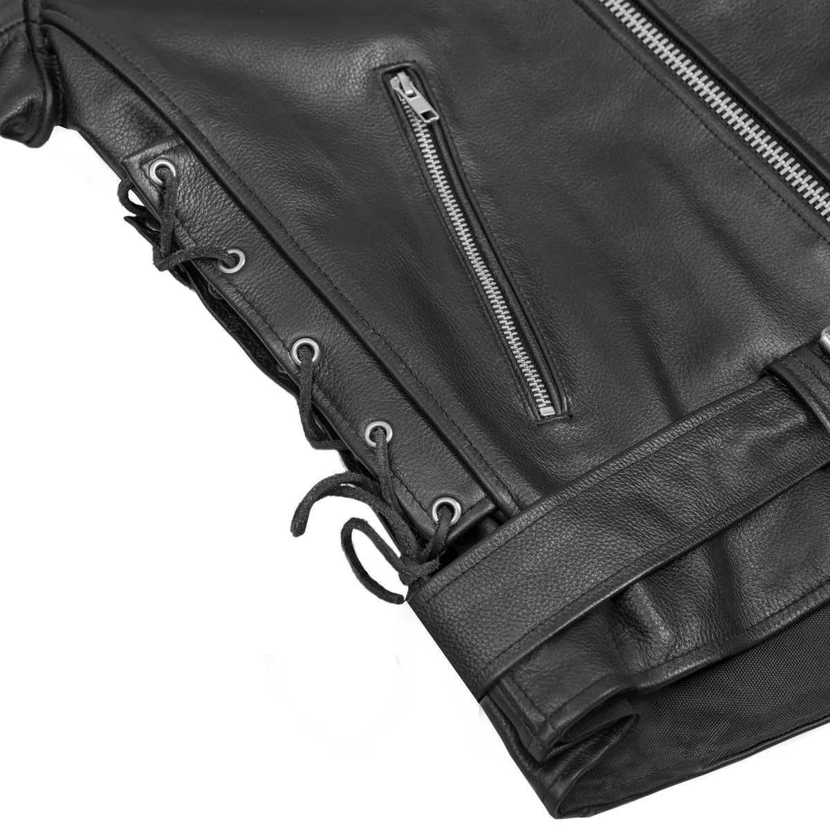 BSM1146 Men's Eagle Embossed Live To Ride - Ride To Live Classic Black Leather Mot