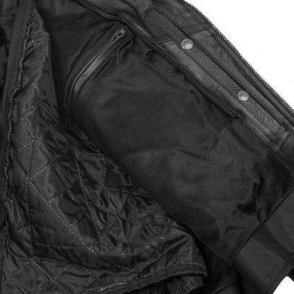 BSM1146 Men's Eagle Embossed Live To Ride - Ride To Live Classic Black Leather Mot