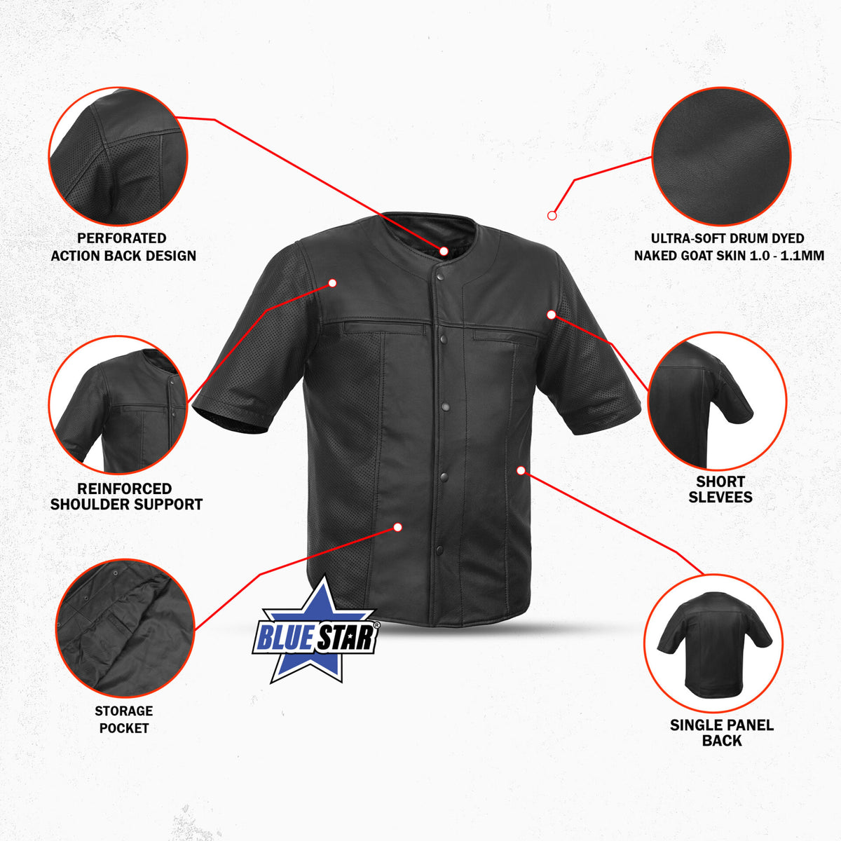 BSM1125 Leather Baseball Motorcycle Shirt