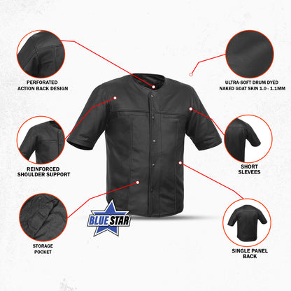 BSM1125 Leather Baseball Motorcycle Shirt