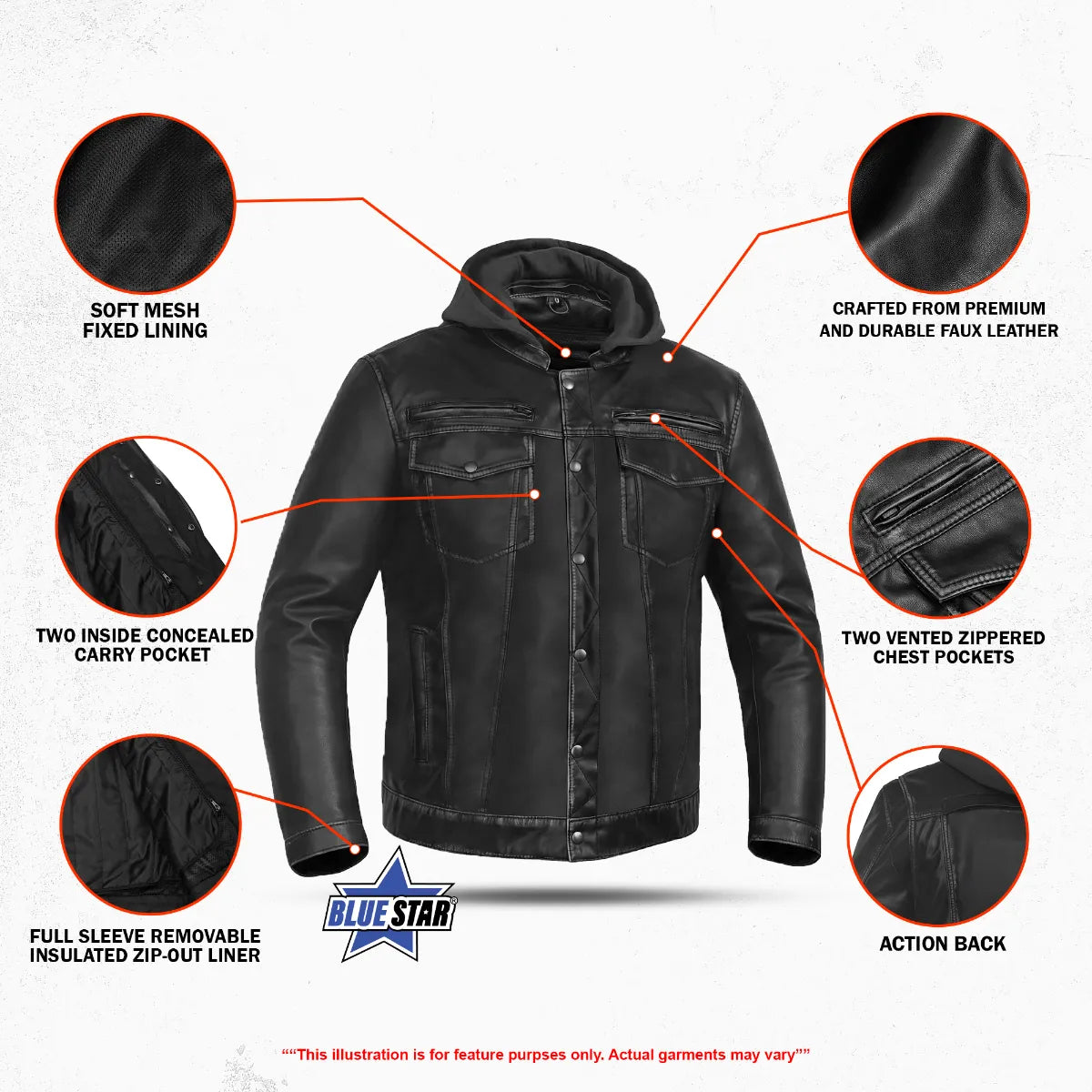 DarkMuse Men’s Leather Motorcycle Jacket